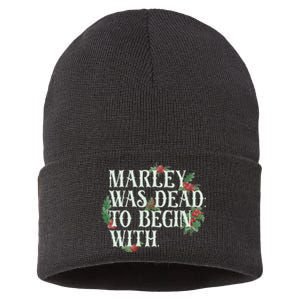 Marley Was Dead: To Begin With Funny Novelty Christmas Sustainable Knit Beanie