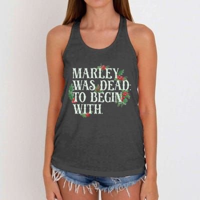 Marley Was Dead: To Begin With Funny Novelty Christmas Women's Knotted Racerback Tank