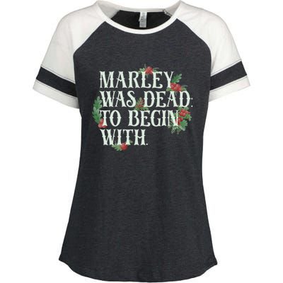 Marley Was Dead: To Begin With Funny Novelty Christmas Enza Ladies Jersey Colorblock Tee