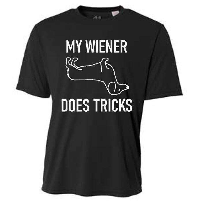 My Wiener Does Tricks Dachshund Funny Jokes Sarcastic Cooling Performance Crew T-Shirt