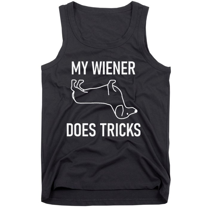 My Wiener Does Tricks Dachshund Funny Jokes Sarcastic Tank Top