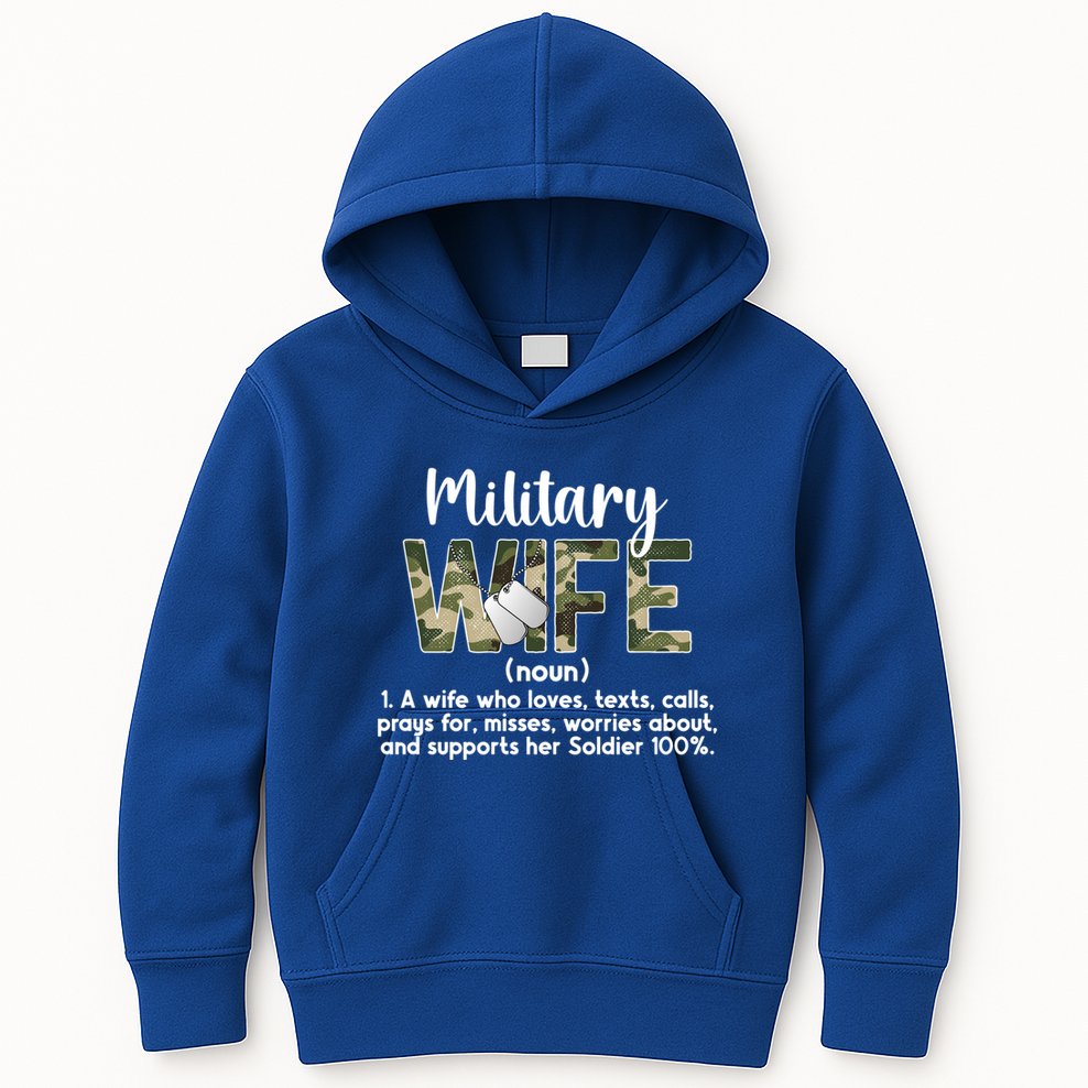 Military Wife Definition Wife Of A Soldier Wife Gift Kids Hoodie
