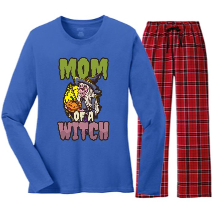 Mom Witch Design Halloween Witch Meaningful Gift Women's Long Sleeve Flannel Pajama Set 