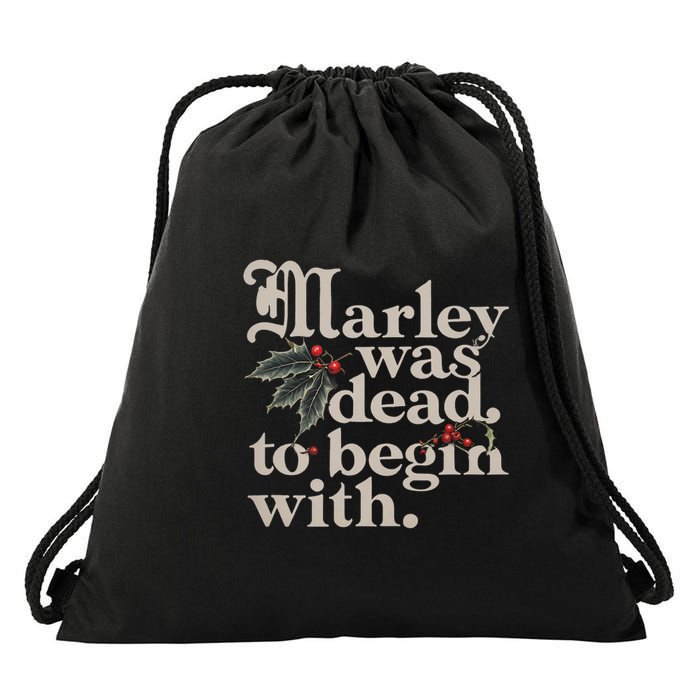 Marley Was Dead To Begin With Funny Quote Drawstring Bag