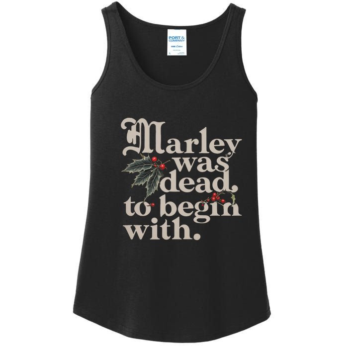 Marley Was Dead To Begin With Funny Quote Ladies Essential Tank