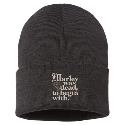 Marley Was Dead To Begin With Funny Quote Sustainable Knit Beanie
