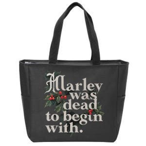 Marley Was Dead To Begin With Funny Novelty Gift Zip Tote Bag