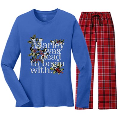 Marley Was Dead To Begin With Women's Long Sleeve Flannel Pajama Set 