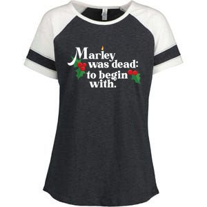 Marley Was Dead To Begin With Charles Dickens Christmas Enza Ladies Jersey Colorblock Tee