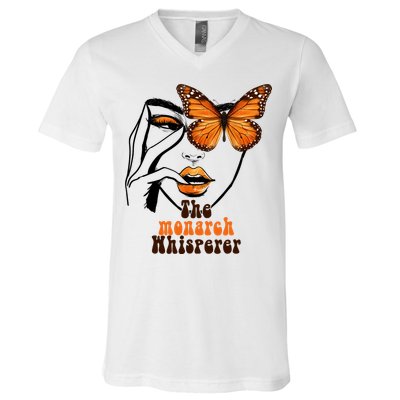 Monarch Whisperer Endangered Butterfly Nature Lover V-Neck T-Shirt