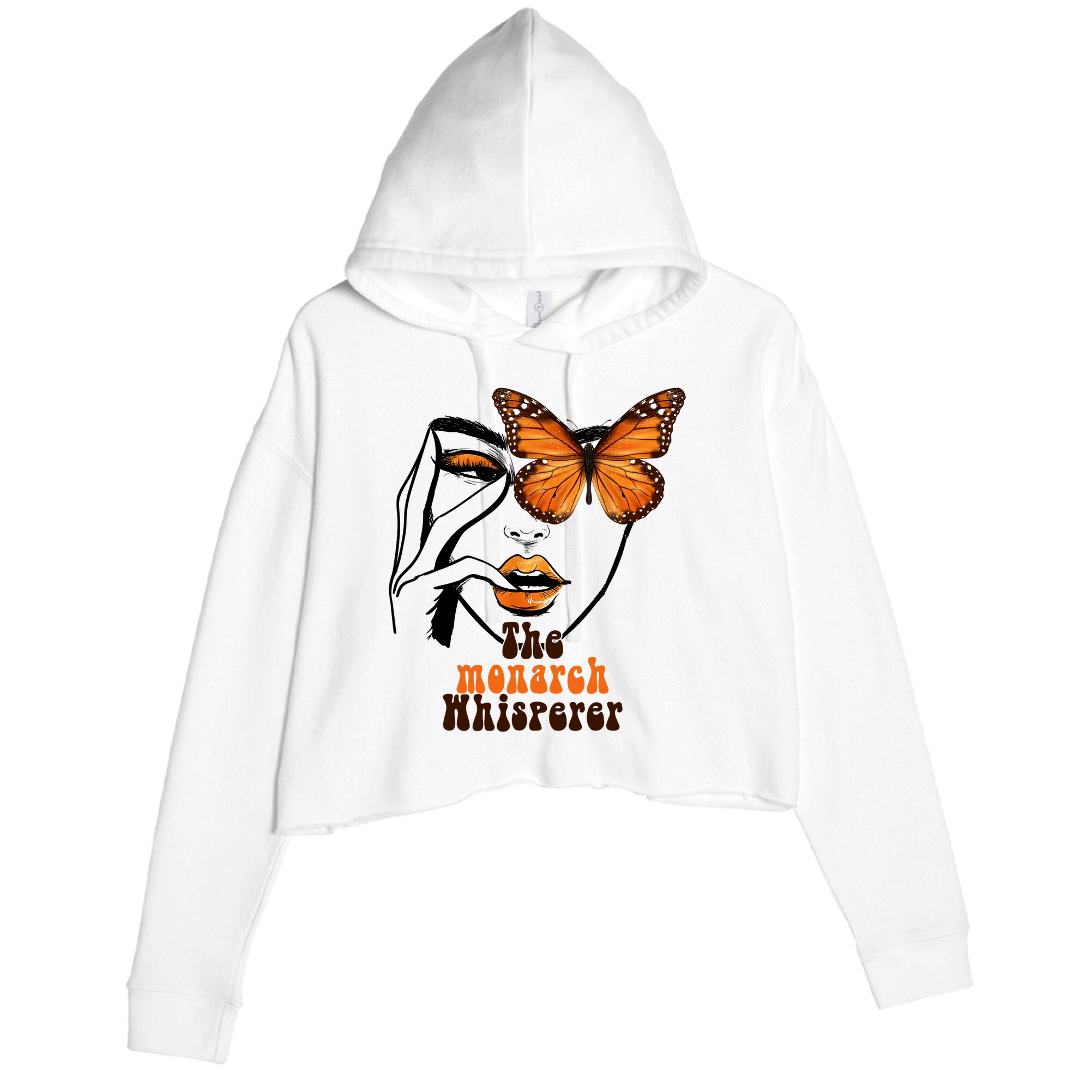 Monarch Whisperer Endangered Butterfly Nature Lover Crop Fleece Hoodie