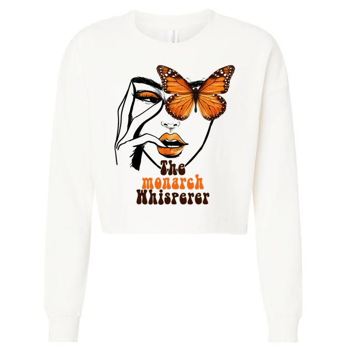 Monarch Whisperer Endangered Butterfly Nature Lover Cropped Pullover Crew