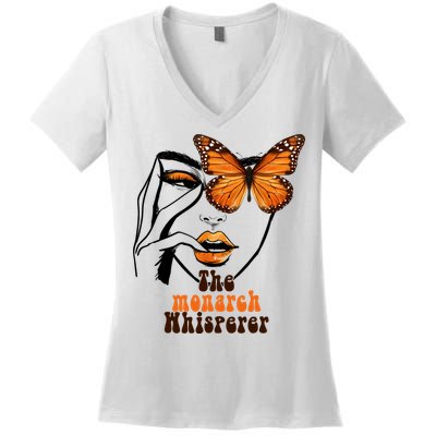 Monarch Whisperer Endangered Butterfly Nature Lover Women's V-Neck T-Shirt