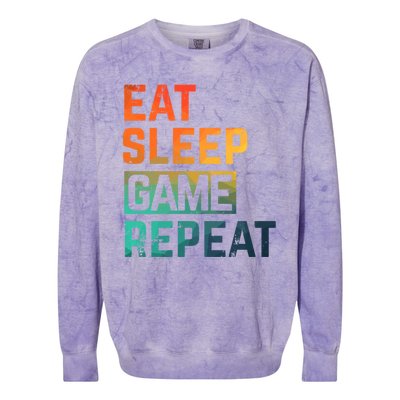 Men Women Eat Sleep Game Repeat Gift Game Controllers Colorblast Crewneck Sweatshirt