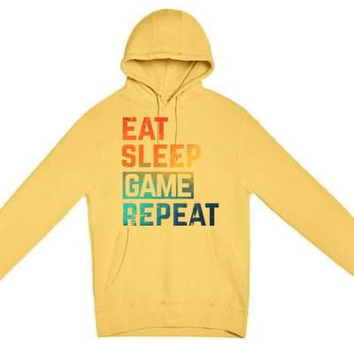 Men Women Eat Sleep Game Repeat Gift Game Controllers Premium Pullover Hoodie