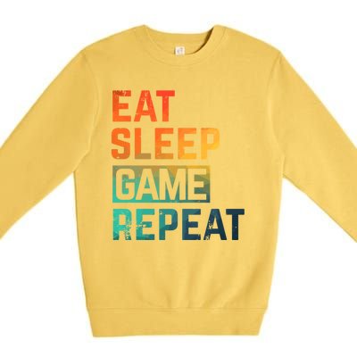 Men Women Eat Sleep Game Repeat Gift Game Controllers Premium Crewneck Sweatshirt