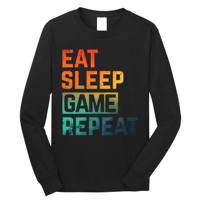 Men Women Eat Sleep Game Repeat Gift Game Controllers Long Sleeve Shirt