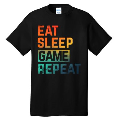 Men Women Eat Sleep Game Repeat Gift Game Controllers Tall T-Shirt