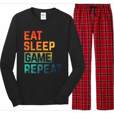 Men Women Eat Sleep Game Repeat Gift Game Controllers Long Sleeve Pajama Set