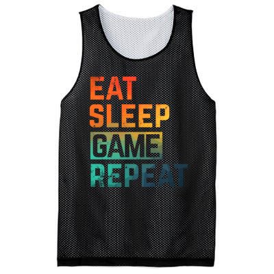 Men Women Eat Sleep Game Repeat Gift Game Controllers Mesh Reversible Basketball Jersey Tank