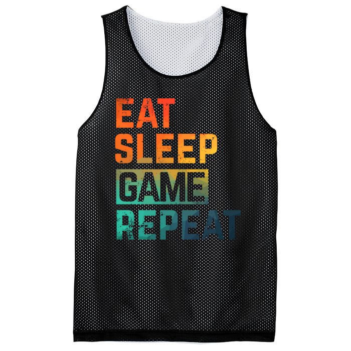 Men Women Eat Sleep Game Repeat Gift Game Controllers Mesh Reversible Basketball Jersey Tank