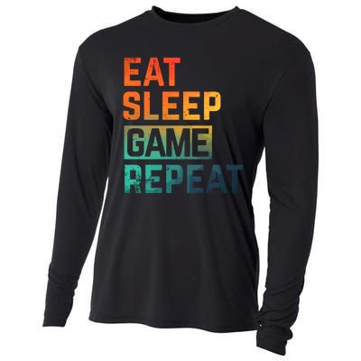 Men Women Eat Sleep Game Repeat Gift Game Controllers Cooling Performance Long Sleeve Crew