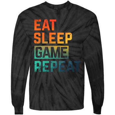 Men Women Eat Sleep Game Repeat Gift Game Controllers Tie-Dye Long Sleeve Shirt