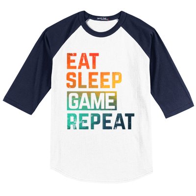 Men Women Eat Sleep Game Repeat Gift Game Controllers Baseball Sleeve Shirt