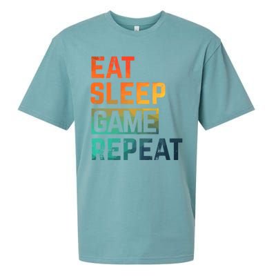 Men Women Eat Sleep Game Repeat Gift Game Controllers Sueded Cloud Jersey T-Shirt