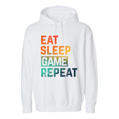 Men Women Eat Sleep Game Repeat Gift Game Controllers Garment-Dyed Fleece Hoodie