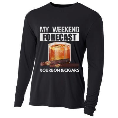 My Weekend Forecast Is Bourbon And Cigar Cooling Performance Long Sleeve Crew