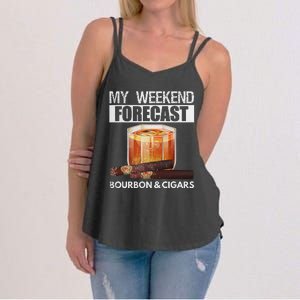 My Weekend Forecast Is Bourbon And Cigar Women's Strappy Tank