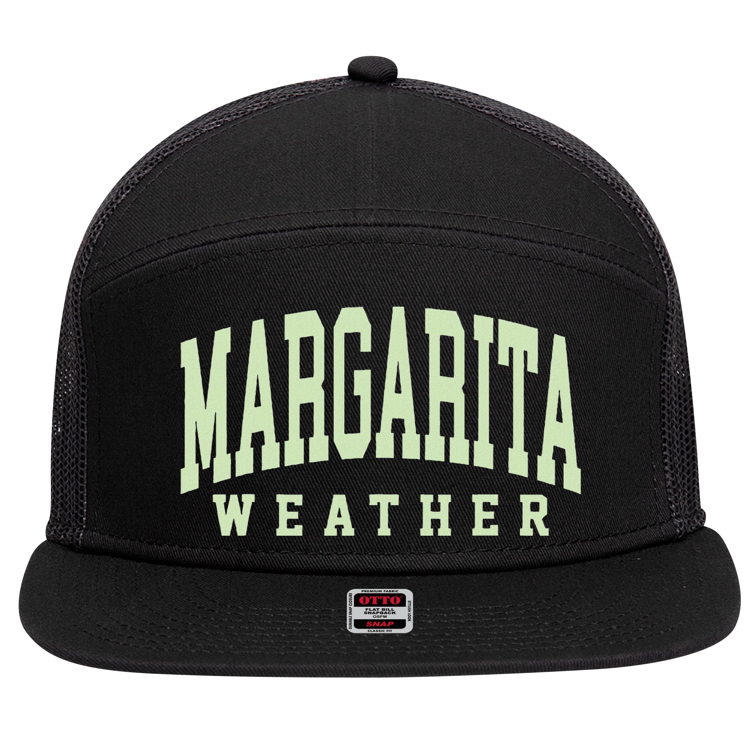 Margarita Weather Funny Cinco De Mayo Margarita Mexico Time 7 Panel Mesh Trucker Snapback Hat