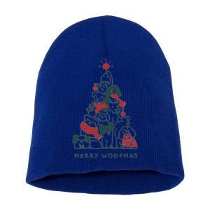 Merry Woofmas Funny Dogs Christmas Tree Xmas Gift Short Acrylic Beanie