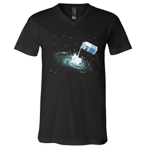 Milky Way Funny Cute Space Astronomy Galaxy Pun Graphic Milk V-Neck T-Shirt