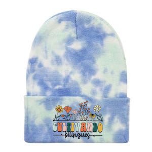 Maestra Wild Flowers Cultivando Bilingues Spanish Teacher Tie Dye 12in Knit Beanie