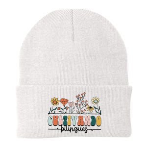 Maestra Wild Flowers Cultivando Bilingues Spanish Teacher Knit Cap Winter Beanie