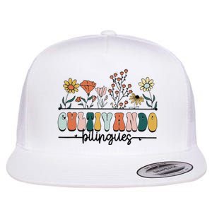 Maestra Wild Flowers Cultivando Bilingues Spanish Teacher Flat Bill Trucker Hat