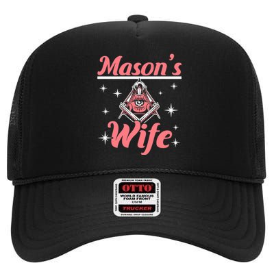 Mason's Wife Freemason Mason Freemasonry Premium High Crown Mesh Back Trucker Hat