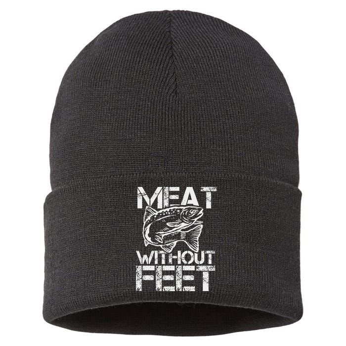 Meat Without Feet T For Fishers And Pescatarians Sustainable Knit Beanie