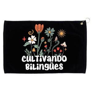 Maestra Wild Flowers Cultivando Bilingues Spanish Teacher Grommeted Golf Towel