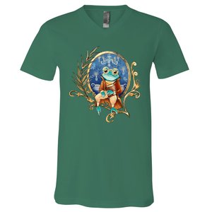 Magic Wizard Frog Fantasy V-Neck T-Shirt