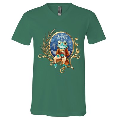 Magic Wizard Frog Fantasy V-Neck T-Shirt