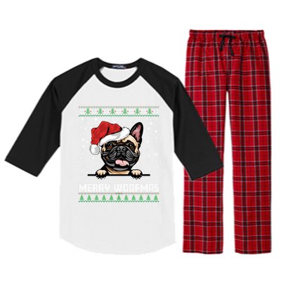 Merry Woofmas French Bulldog Christmas Dog Lovers Xmas Gift Raglan Sleeve Pajama Set