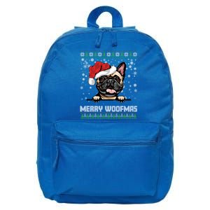 Merry Woofmas French Bulldog Christmas Dog Lovers Xmas Gift 16 in Basic Backpack