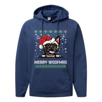 Merry Woofmas French Bulldog Christmas Dog Lovers Xmas Gift Performance Fleece Hoodie