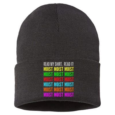 Moist Word Funny Read My For Moisture And Moist Lover Sustainable Knit Beanie