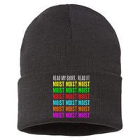 Moist Word Funny Read My For Moisture And Moist Lover Sustainable Knit Beanie