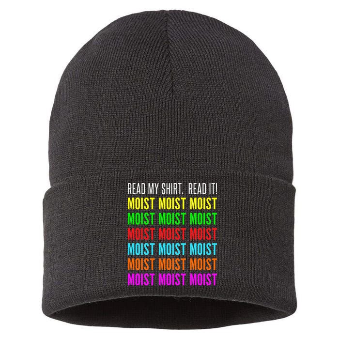 Moist Word Funny Read My For Moisture And Moist Lover Sustainable Knit Beanie