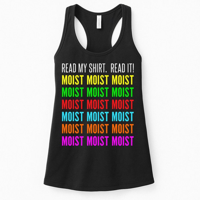 Moist Word Funny Read My For Moisture And Moist Lover Womens Tank Top